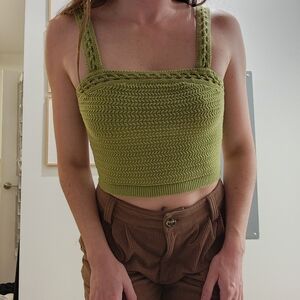 Olive Green Rachel Zoe Crochet Crop Top